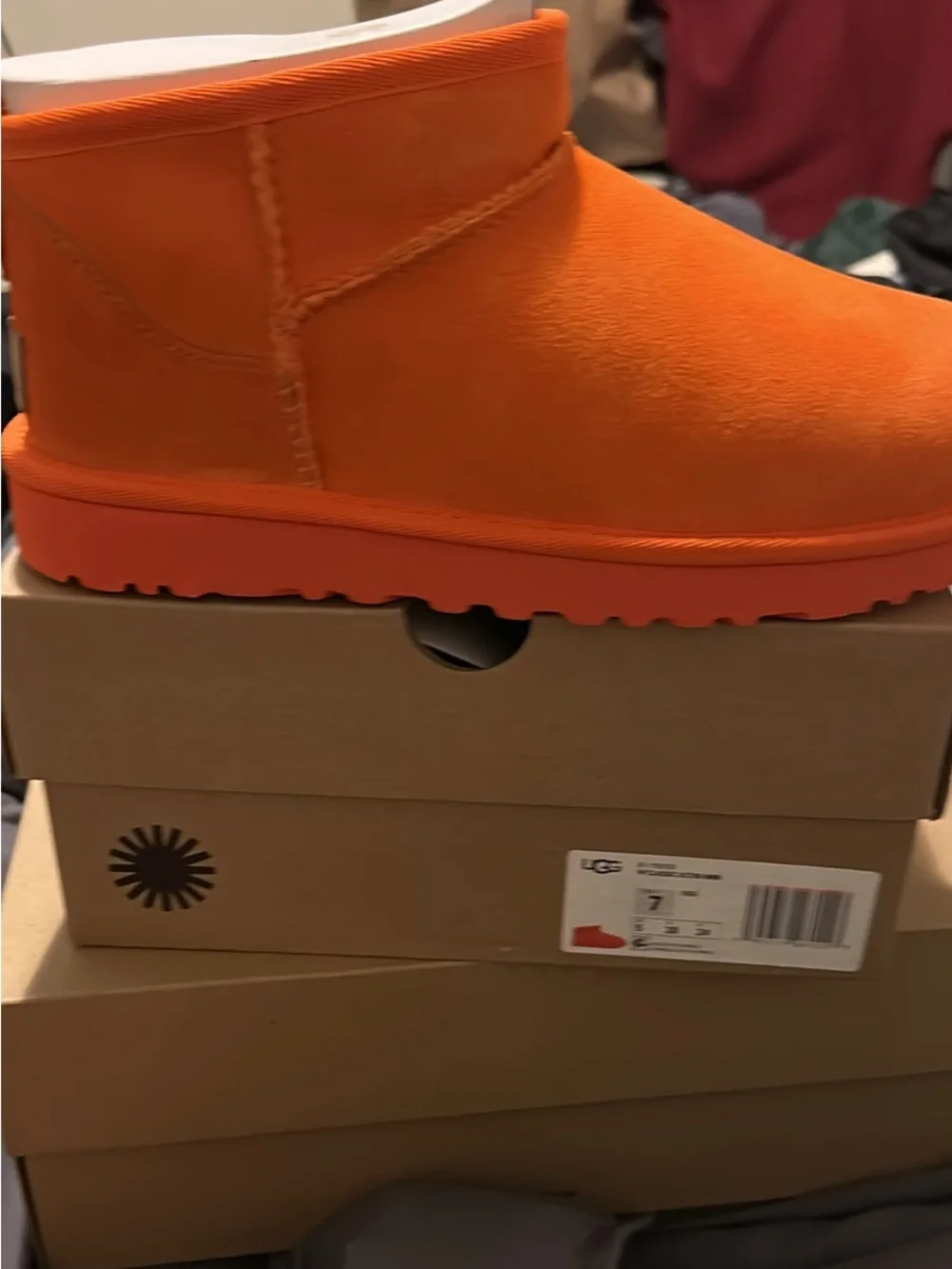 UGG Kids Classic Mini Boot in Bright Orange sz7